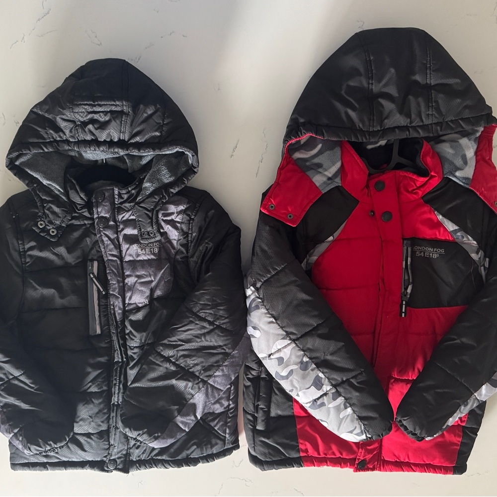 London Fog Kids Black and Red Puffer Jackets